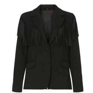 BLANK NYC black fringe jacket XS Western chic